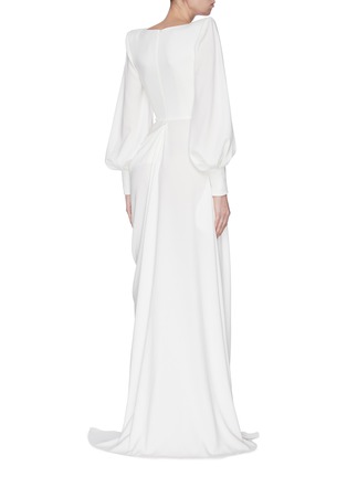 Back View - Click To Enlarge - ALEX PERRY - Drape deep V high slit gown