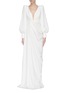 Main View - Click To Enlarge - ALEX PERRY - Drape deep V high slit gown