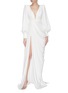 Figure View - Click To Enlarge - ALEX PERRY - Drape deep V high slit gown