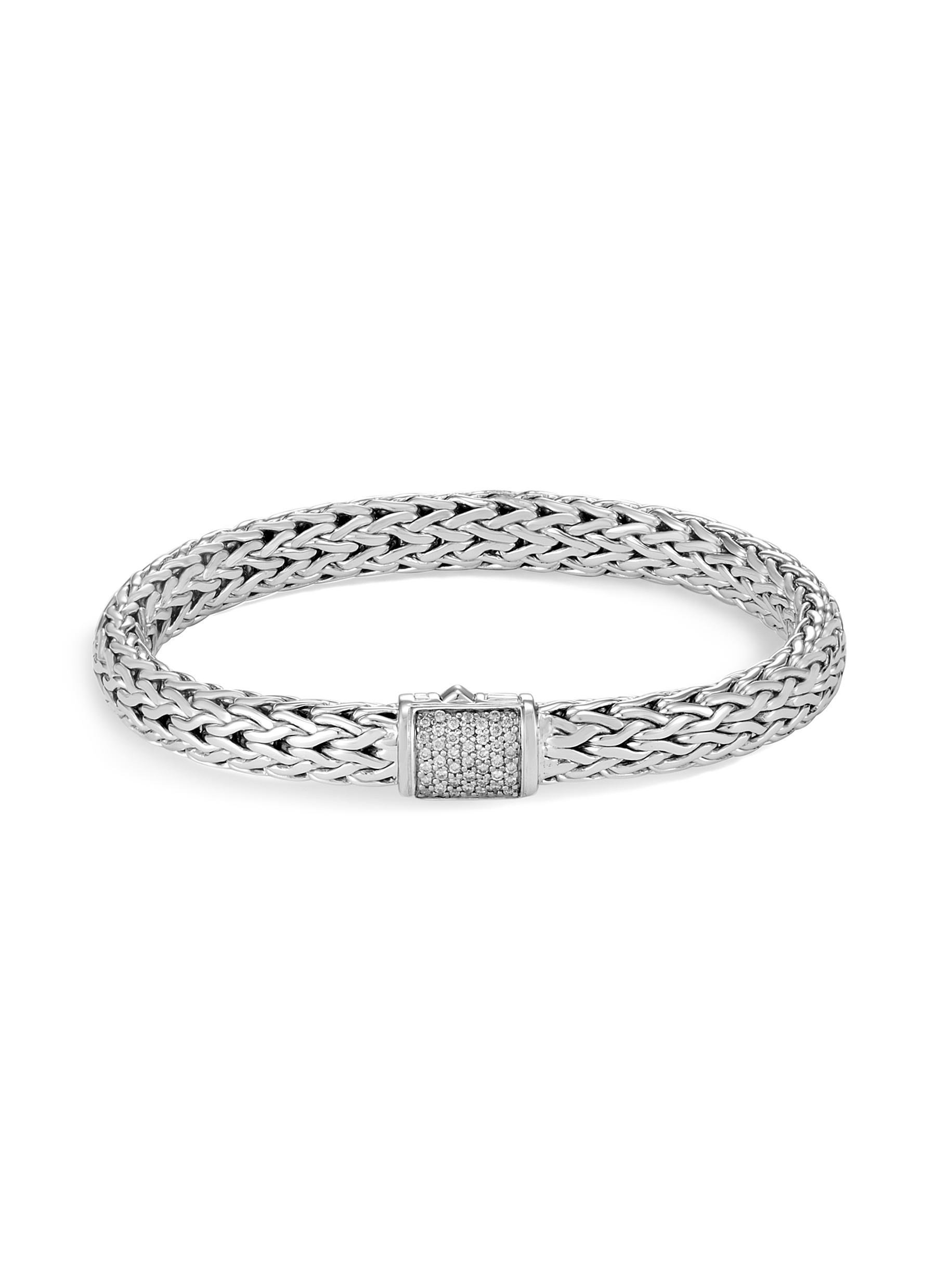 Classic Chain’ diamond silver small bracelet