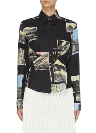 Main View - Click To Enlarge - CÉDRIC CHARLIER - Belted print shirt