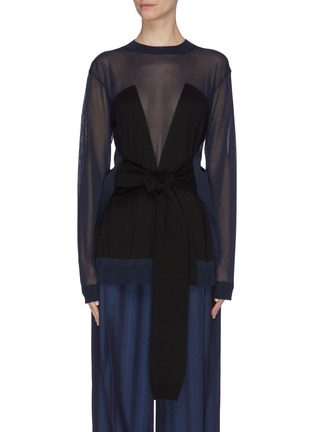 Main View - Click To Enlarge - NINA RICCI - Geometric panelled tie waist top