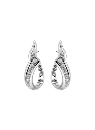 Main View - Click To Enlarge - JOHN HARDY - 'Lahar' diamond silver hoop earrings