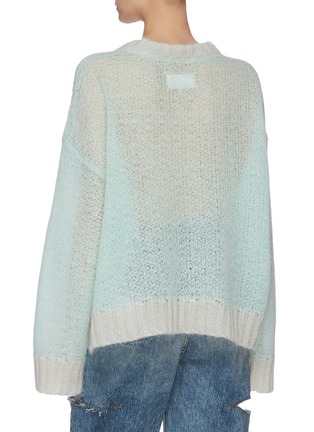 Back View - Click To Enlarge - MAISON MARGIELA - Contrast ribbed hem open knit sweater