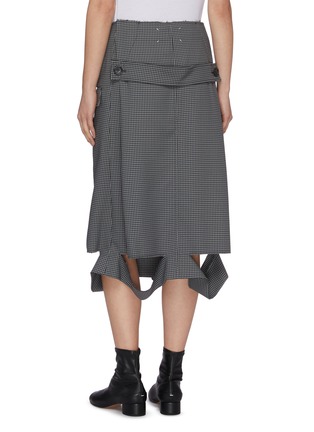 Back View - Click To Enlarge - MAISON MARGIELA - Deconstructed hem double breasted houndstooth midi skirt