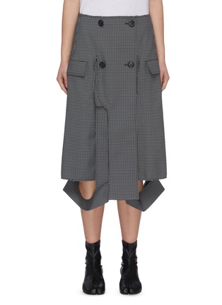 Main View - Click To Enlarge - MAISON MARGIELA - Deconstructed hem double breasted houndstooth midi skirt