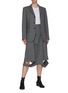 Figure View - Click To Enlarge - MAISON MARGIELA - Deconstructed hem double breasted houndstooth midi skirt