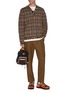 Figure View - Click To Enlarge - BURBERRY - Leopard print panelled checked V-neck sweater