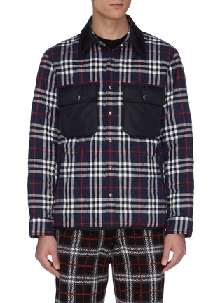 Main View - Click To Enlarge - BURBERRY - Contrast chest pocket plaid check quilted shirt