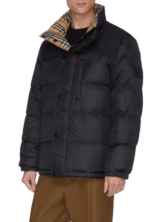 Detail View - Click To Enlarge - BURBERRY - Reversible check plaid contrast panel quilted puffer jacket