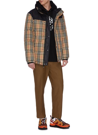 Figure View - Click To Enlarge - BURBERRY - Reversible check plaid contrast panel quilted puffer jacket