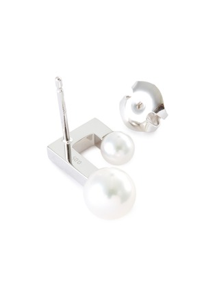 Detail View - Click To Enlarge - TASAKI - 'Balance' diamond Akoya pearl 18k white gold single stud earring