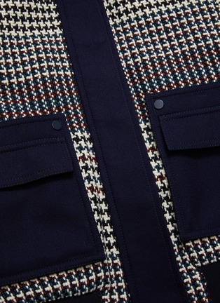  - COMME MOI - Houndstooth print contrast pockets colourblock bomber jacket