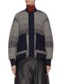 Main View - Click To Enlarge - COMME MOI - Houndstooth print contrast pockets colourblock bomber jacket