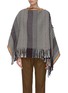 Main View - Click To Enlarge - COMME MOI - Houndstooth knitted fringe cape