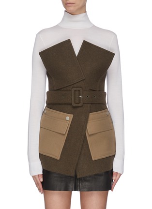 Main View - Click To Enlarge - COMME MOI - Belted contrast pocket jacket