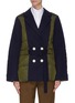 Main View - Click To Enlarge - COMME MOI - Colourblock puffer panel belted blazer