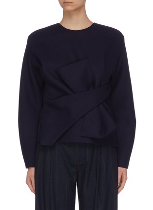 Main View - Click To Enlarge - COMME MOI - Oversized long sleeve ribbon top