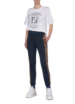 Figure View - Click To Enlarge - FENDI SPORT - 'Fendirama' logo webbing panel outseam jogging pants
