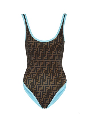 Main View - Click To Enlarge - FENDI SPORT - 'Fendirama' contrast piping logo print one-piece swimsuit
