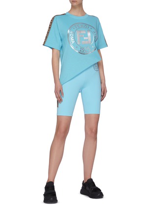 Figure View - Click To Enlarge - FENDI SPORT - 'Fendirama' logo webbing waist band biker shorts