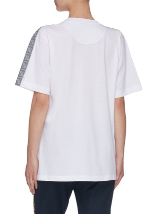 Back View - Click To Enlarge - FENDI SPORT - 'Fendirama' stripe sleeve metallic logo print T-shirt