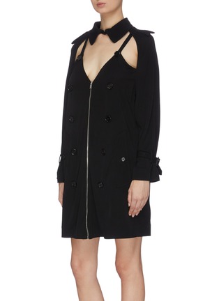 Front View - Click To Enlarge - BURBERRY - Double breasted chain strap zip up dress