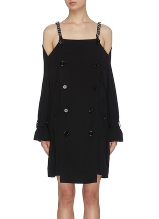 Main View - Click To Enlarge - BURBERRY - Double breasted chain strap zip up dress