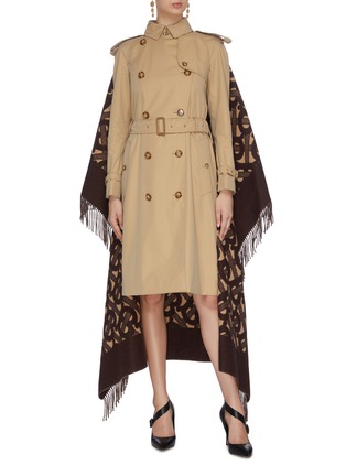 Figure View - Click To Enlarge - BURBERRY - 'TB' blanket panel belted trench coat