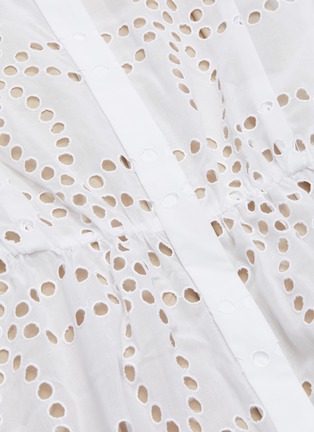 Detail View - Click To Enlarge - OSCAR DE LA RENTA - Belted lace cut out shirt dress
