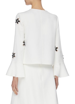 Back View - Click To Enlarge - OSCAR DE LA RENTA - Bell Sleeves Floral Embroidered Jacket