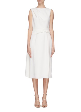 Main View - Click To Enlarge - OSCAR DE LA RENTA - Waist tie drape sleeveless dress