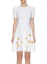 Main View - Click To Enlarge - OSCAR DE LA RENTA - Flared Floral Embroidered Dress
