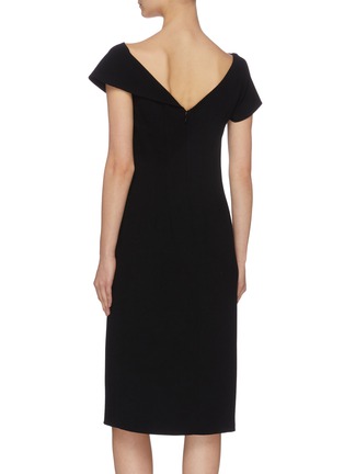 Back View - Click To Enlarge - OSCAR DE LA RENTA - Darted V-neck slit dress
