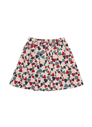 Main View - Click To Enlarge - BONTON - Heart print kids pleated flared skirt
