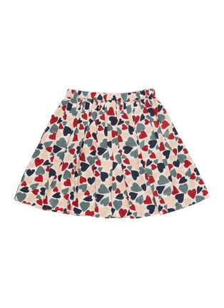 Figure View - Click To Enlarge - BONTON - Heart print kids pleated flared skirt