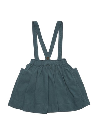 Figure View - Click To Enlarge - BONTON - Kids chambray shoulder strap pleated skirt