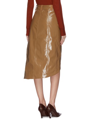 Back View - Click To Enlarge - GANNI - Patent leather midi skirt