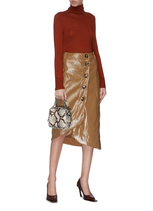 Figure View - Click To Enlarge - GANNI - Patent leather midi skirt