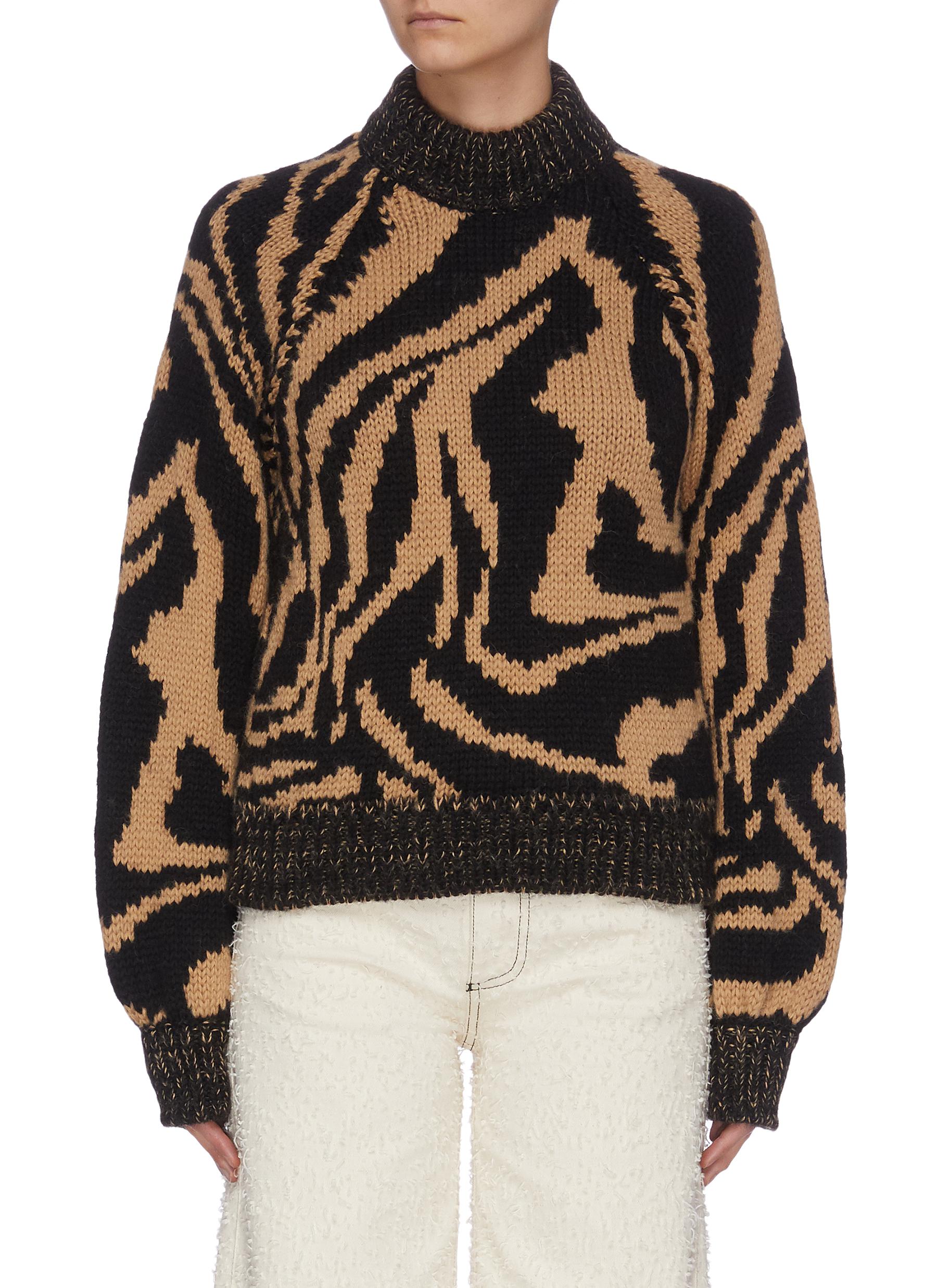 GANNI OVERSIZED HAND KNIT WOOL SWEATER