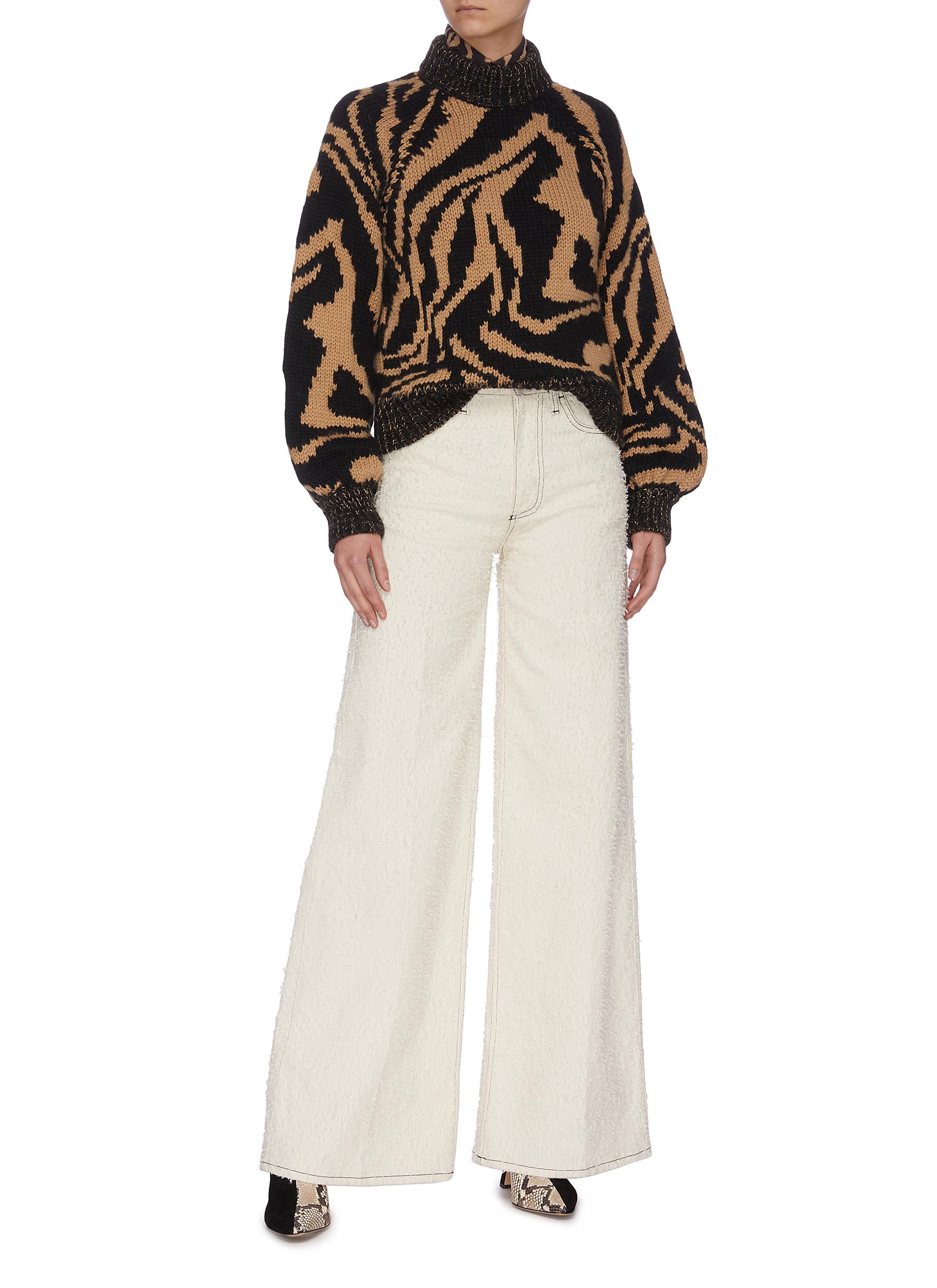 GANNI OVERSIZED HAND KNIT WOOL SWEATER