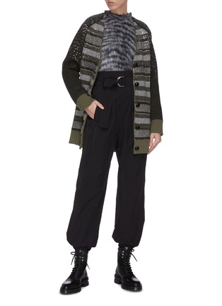 Figure View - Click To Enlarge - GANNI - Oversized sequin embellished stripe knit cardigan