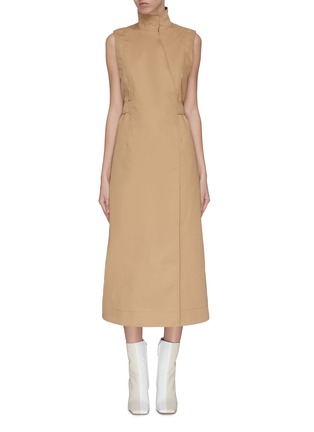 Main View - Click To Enlarge - GANNI - Stand collar wrap trench midi dress