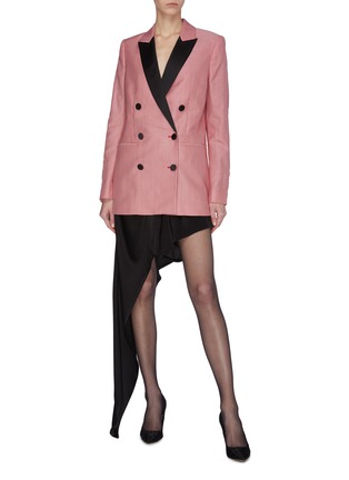 Figure View - Click To Enlarge - RACIL - Double breast contrast peak lapel houndstooth tuxedo jacket
