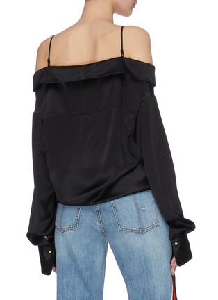 Back View - Click To Enlarge - HELLESSY - Tie front lace panel satin blouse