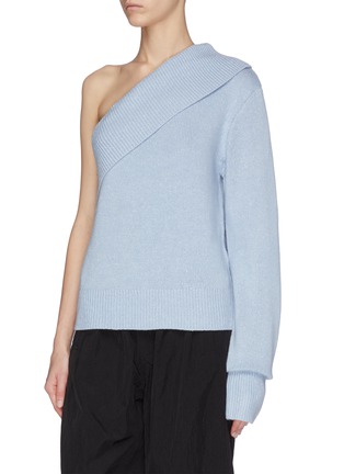 Detail View - Click To Enlarge - HELLESSY - Detachable panel  sleeve one shoulder rib knit sweater