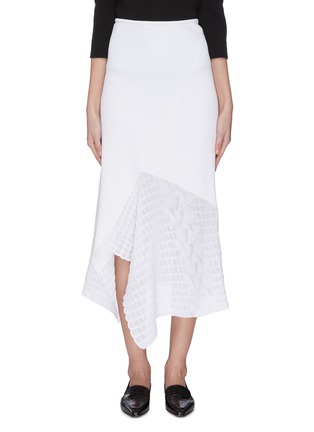 Main View - Click To Enlarge - ROLAND MOURET - 'Loda' geometric floral lace panel asymmetric skirt