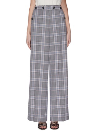 Main View - Click To Enlarge - ROLAND MOURET - 'Palmetto' checked wide leg button detail pants