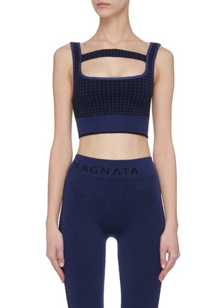 Main View - Click To Enlarge - NAGNATA - Houndstooth check jacquard T-bar knit bralette