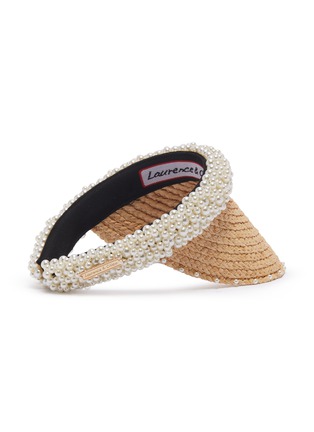 Figure View - Click To Enlarge - LAURENCE & CHICO - Pearl embellished straw visor